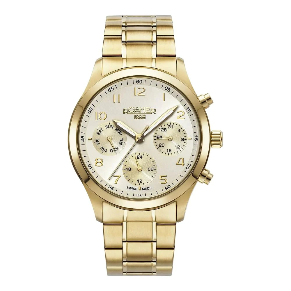 Roamer Men's analogue quartz watch, 204982, Gold/Gold/Champagne - 204982 48 26 20, Bracelet