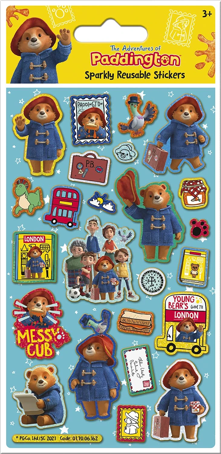 Paper Projects The Adventures of Paddington Sparkly Stickers | Official Licensed Product | Reusable on Non-Porous Surfaces,Blue,19.5cm x 9.5cm