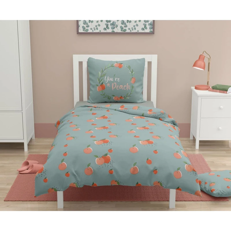 Home Linge Passion Children's Bed Linen 100% Cotton 57 Thread Count 140 x 200 cm Peachy - Image 1