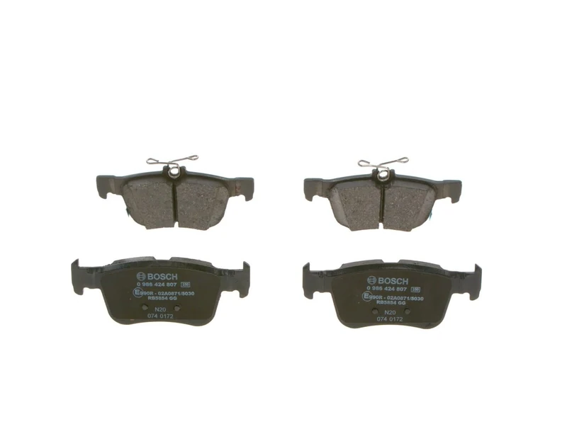Bosch BP2420 - Brake Pads Car Rear Axle - Bosch Quality - Reduced Noise and Dust - ECE-R90 Certified - Copper-Free - 1 Set of 4 Pads