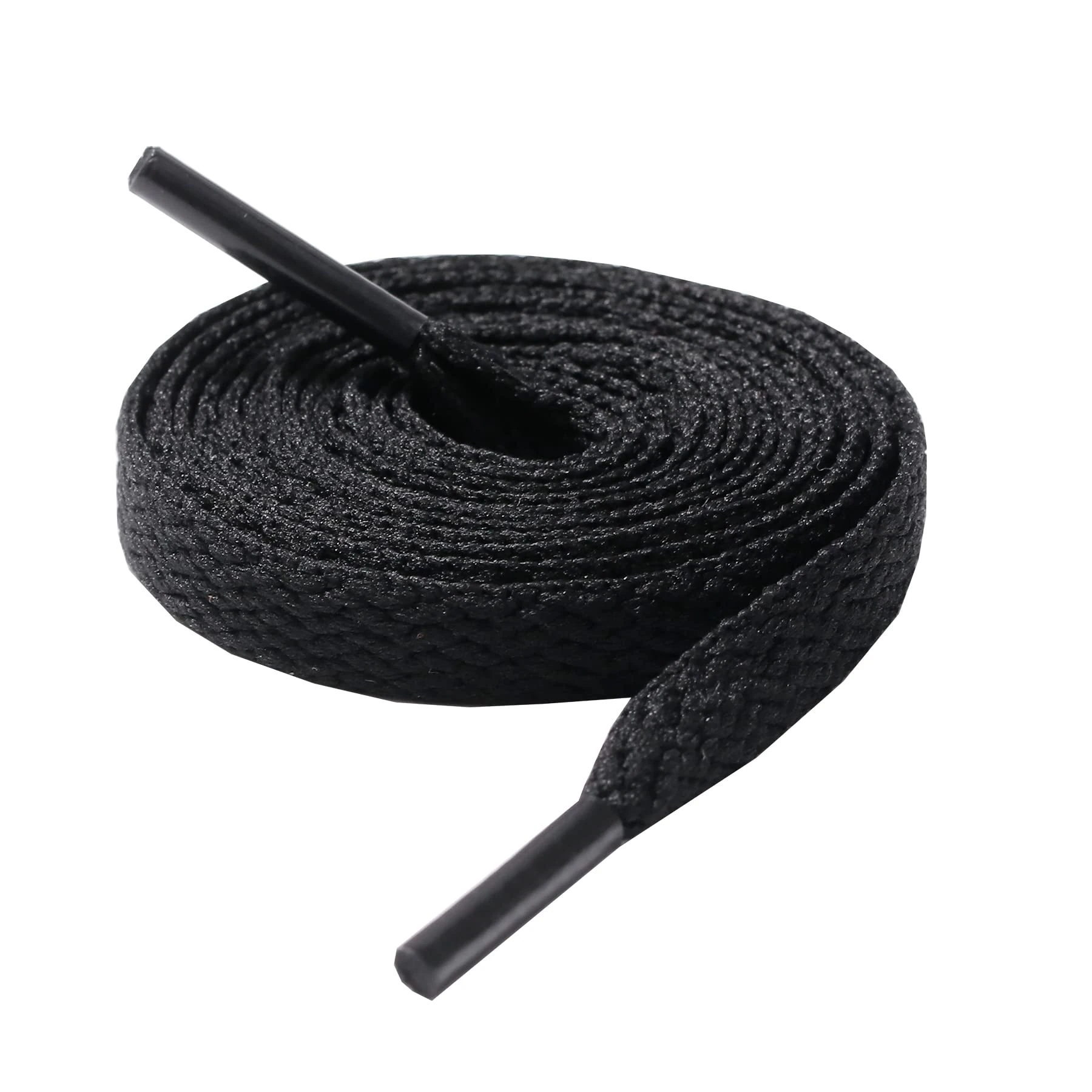 CCSOFTIME Flat Black Shoe laces for Trainers Converse Air Force 1,Replacement Sneaker Laces for Sport Shoes,Casual Shoe,Wide 8mm Laces for Men Women Kids Adult,(1Pair-Black-75cm)