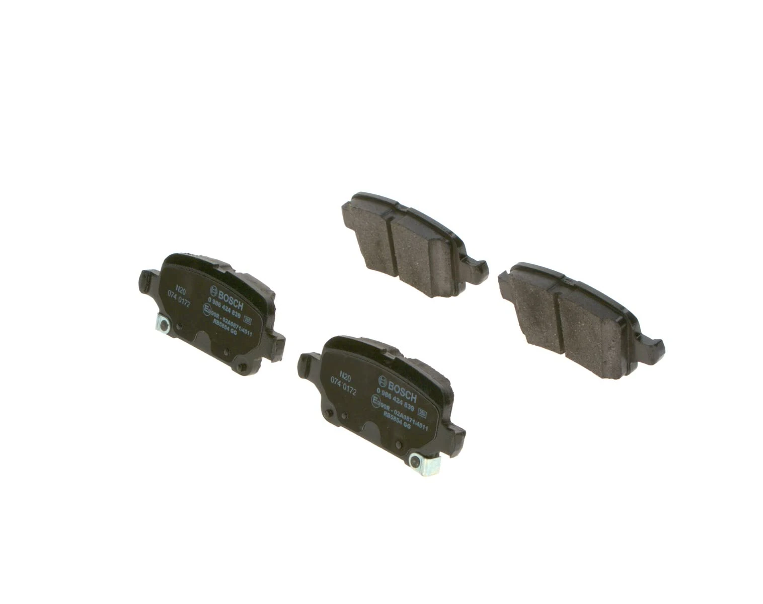 Bosch BP2458 - Brake Pads Car Rear Axle - Bosch Quality - Reduced Noise and Dust - ECE-R90 Certified - Copper-Free - 1 Set of 4 Pads