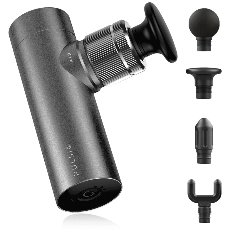 Mini Massage Gun, PULSIO AIR with Aluminium Body, Lightweight, Quiet, 2 Month Battery Life, Portable Muscle Relief (Silver) - Image 1