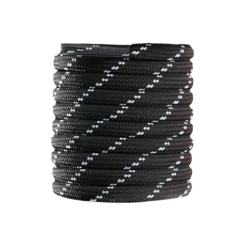 Round Work Boot Laces Heavy Duty, Strong for Walking, Hiking, Safety, Hunting Boots, Mens & Womens Thick Replacement Shoelaces 1Pair, Black/White 90CM