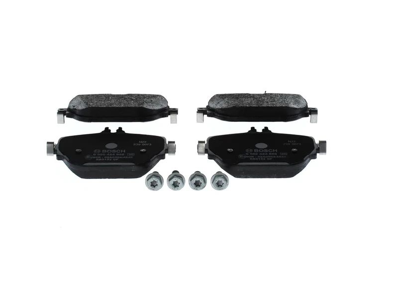 Bosch BP2480 - Brake Pads Car Rear Axle - Bosch Quality - Reduced Noise and Dust - ECE-R90 Certified - Copper-Free - 1 Set of 4 Pads - With Accessories