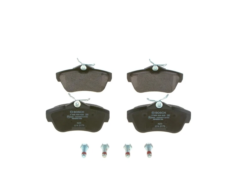 Bosch BP2457 - Brake Pads Car Rear Axle - Bosch Quality - Reduced Noise and Dust - ECE-R90 Certified - Copper-Free - 1 Set of 4 Pads - With Accessories