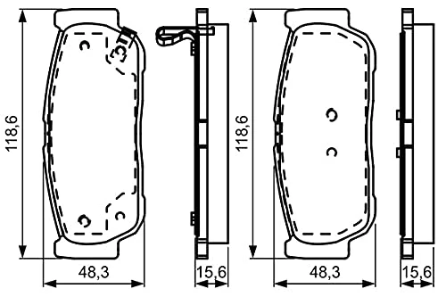 Bosch BP1604 - Brake Pads Car Rear Axle - Bosch Quality - Reduced Noise and Dust - ECE-R90 Certified - Copper-Free - 1 Set of 4 Pads