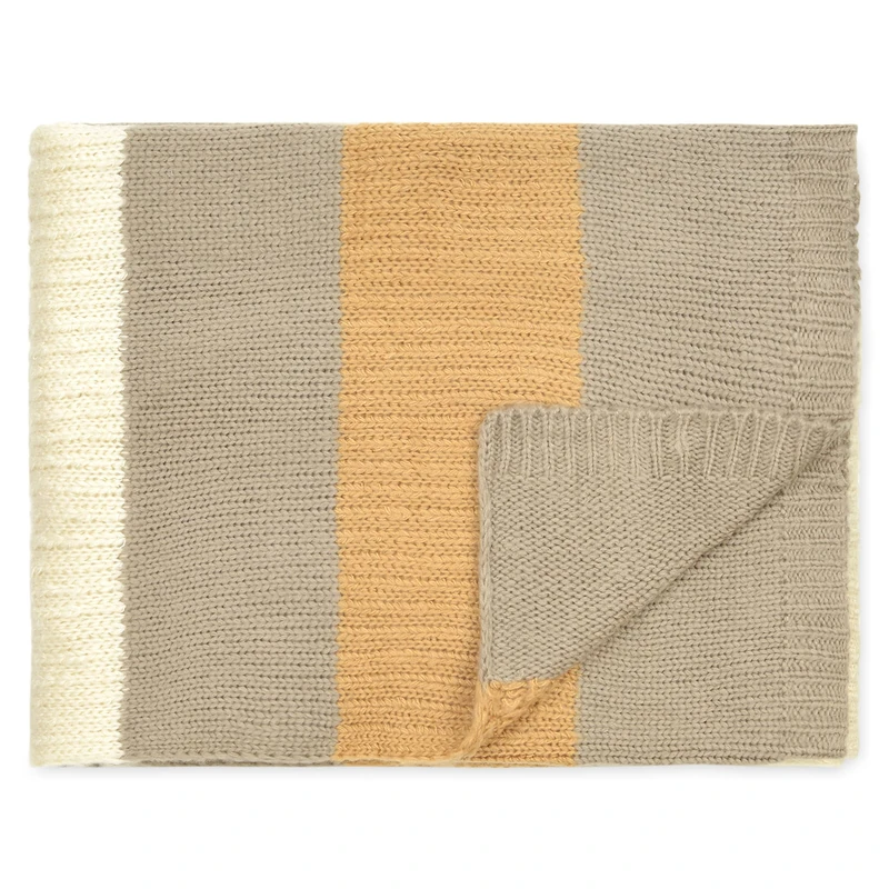 Deco Mex OV19R157 Acrylic Blanket Knitted Cream Beige Yellow Regular Size