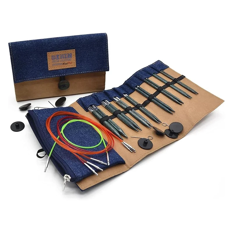 KnitPro - KnitPro Interchangeable Needle Set Wood Indigo - 1 Set, Blue/Fold