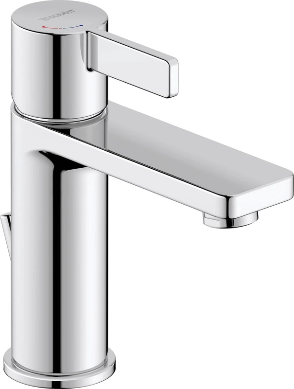 Duravit D-Neo Medium Basin Mixer Tap (Spout Height 110mm). Bathroom Tap with Pop Up Waste and FreshStart Energy Saving Function, Chrome