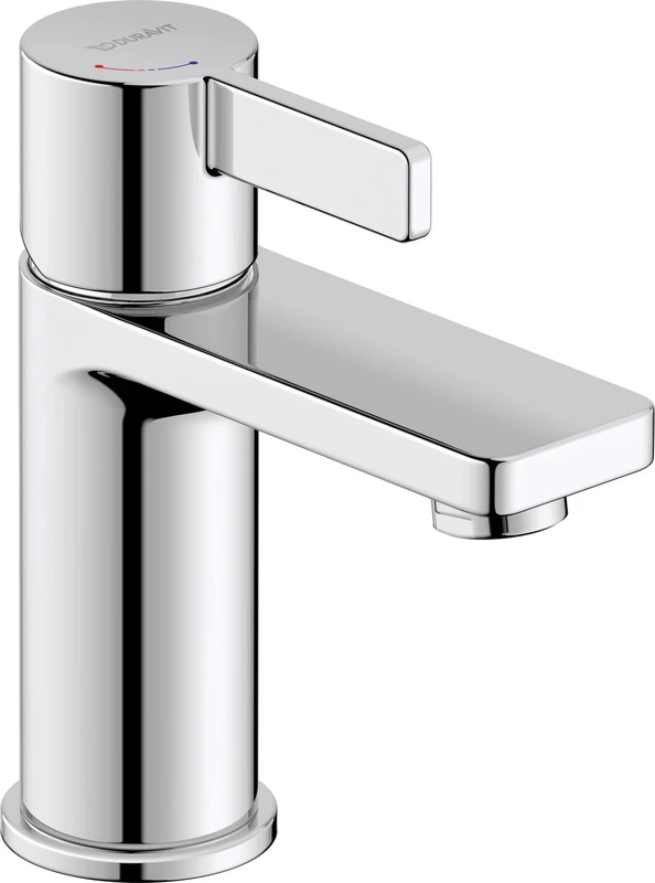 Duravit D-Neo Small Basin Mixer Tap (Spout Height 87mm) Bathroom Tap with Energy Saving FreshStart Function, Chrome