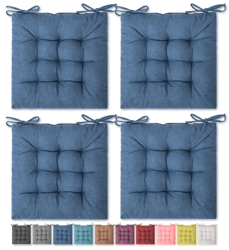 SQUARE MOON 4 Pack Seat Cushion, Chair Cushion, Comfort Chair Pads, Chair Mat for Indoor, Outdoor Dining Chair, Office Chair, Desk Chair (16" × 16" × 4 Pack, Navy)