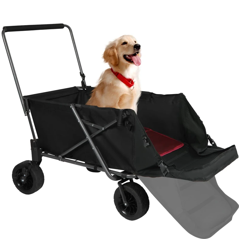 REDCAMP 53 Inch Collapsible Dog Cart with Heavy Duty Extendable Rear End, 220L Large Folding Utility Cart for Sports Shopping and Pets