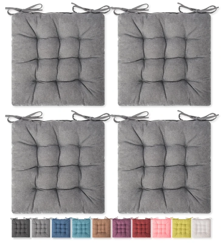 SQUARE MOON 4 Pack Seat Cushion, Chair Cushion, Comfort Chair Pads, Chair Mat for Indoor, Outdoor Dining Chair, Office Chair, Desk Chair (16" × 16" × 4 Pack, Light Grey)