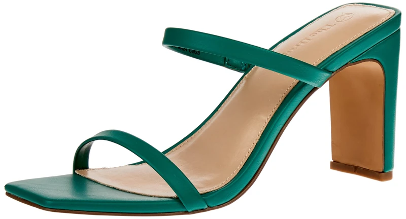 The Drop Women's Avery Square-Toe Two-Strap High Heeled Sandal, Ultramarine Green, 5 UK