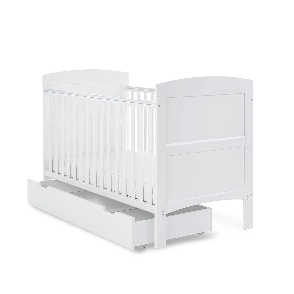 Grace Mini Cot Bed & Under Drawer - White