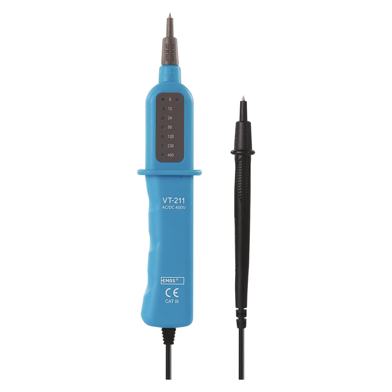 EMOS M0003B CAT III AC DC Voltage Tester Analog Voltage Tester 6V-400V with Polarity Indicator Blue