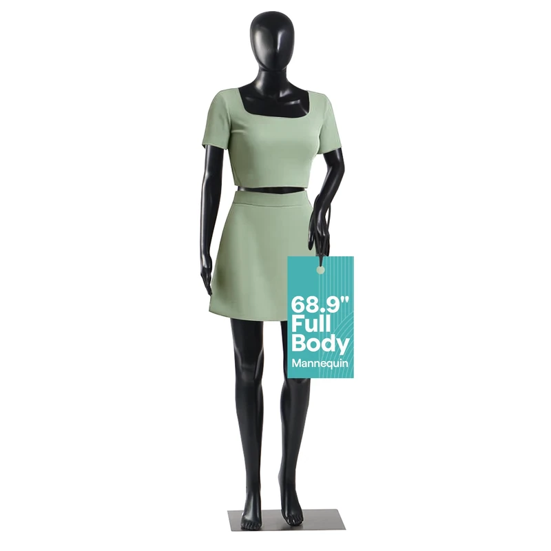 SereneLife Mannequin Body Female 175 cm, Clothes Mannequin, Female Manequins Dress Form, Manikin Full Body Detachable Display with Flexible Limbs, 360° Rotating Head & Metal Base (Black)