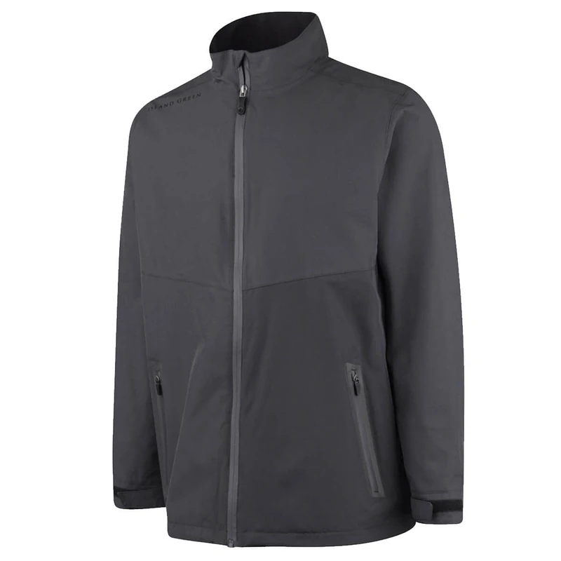 Island GREEN Essentials Men's Waterproof Stretch Jacket, Charcoal/Black, Medium
