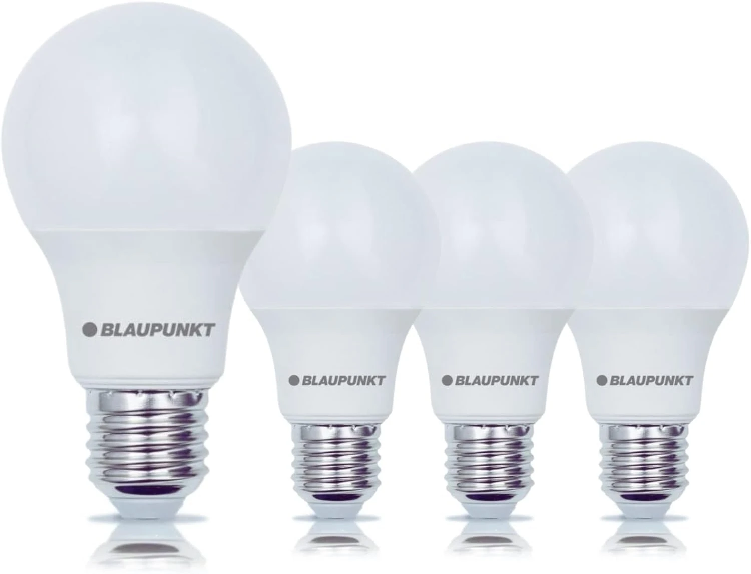 BLAUPUNKT E27 LED Light Bulb - Classic - Daylight Lighting - 6W - Edison Screw - Natural White 4000K - Equivalent of 48W Incandescent Bulb - Frosted - 600 Lumens - Energy and Cost Saving - Pack of 4, Bulb shape size - A19