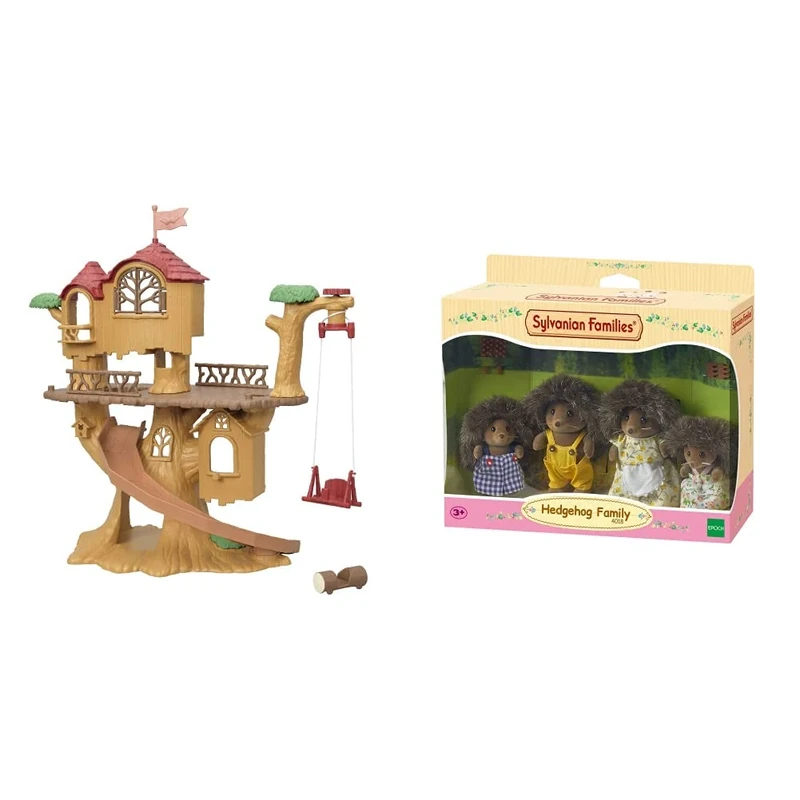 Sylvanian Families 5494 Adventure Tree House Playset, Multi Color & Hedgehog Family