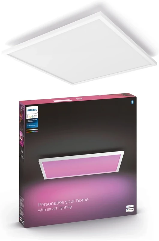 Philips Hue Surimu White and Colour Ambiance Smart Lighting Square Panel Light, 60x60 cm, with Bluetooth, Works with Alexa, Google Assistant and Apple Homekit, Old Generation