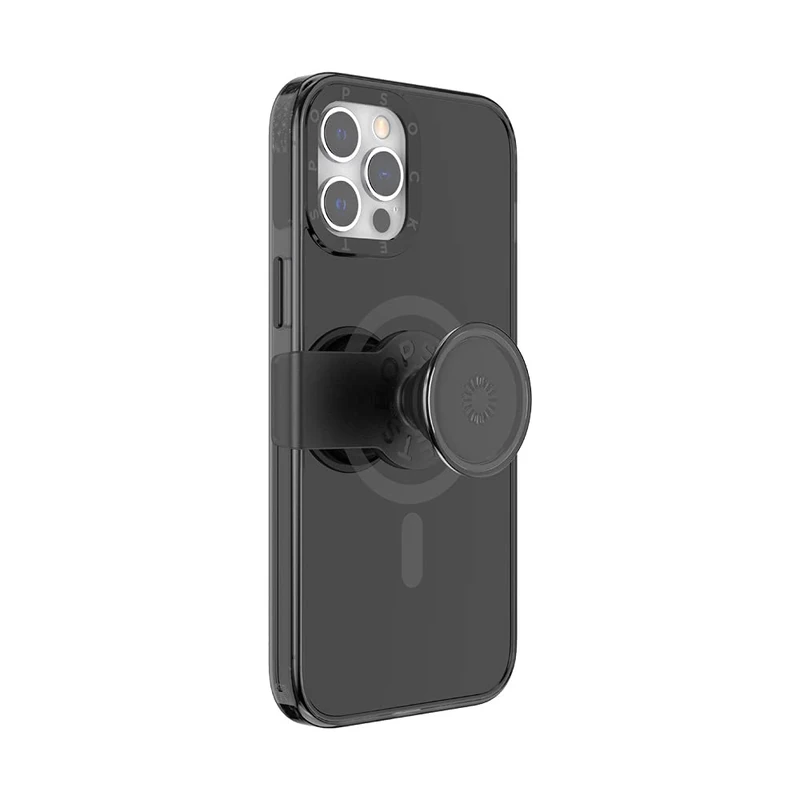 PopSockets: PopCase MagSafe Phone Case for iPhone 12 Pro Max with a Repositionable PopGrip Slide Phone Stand and Grip with a Swappable Top - Black