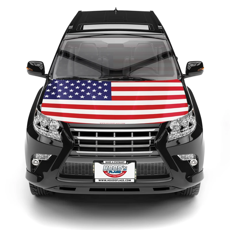 Hood's Flags American 3.3x5 feet (110x150cm) Patriotic American USA Flag for Car Hood Cover - Premium Sublimation Print Car
