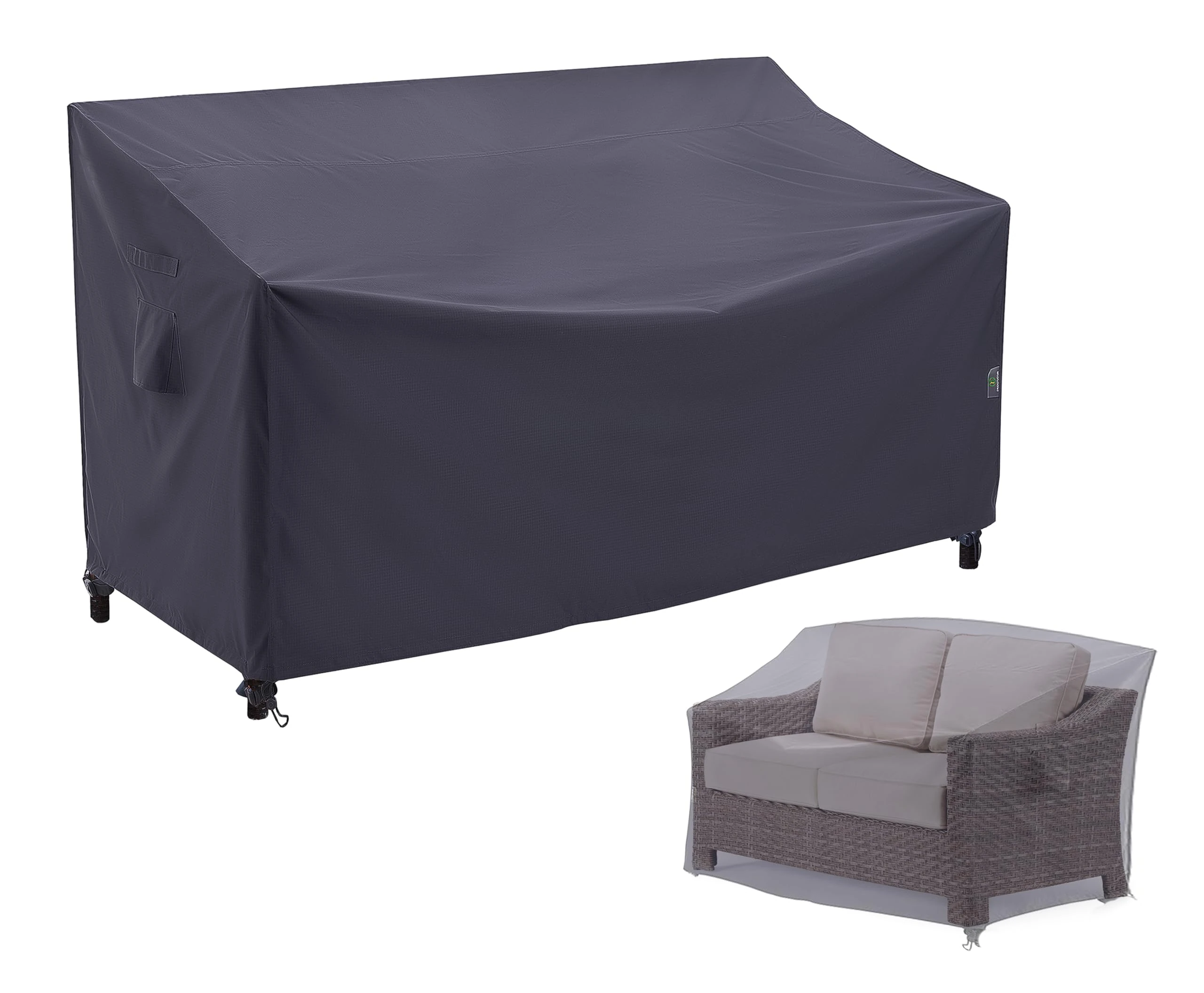 F&J Outdoors Waterproof Garden Loveseat Cover UV Resistant Eco-friendly Fabric Outdoor 2-Seater Bench Cover, 158x84x61/81cm,Grey
