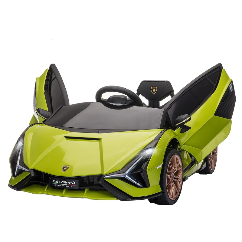 HOMCOM Lamborghini Sian Licensed 12V Electric Car for Kids 2 Motors Toy Car with Remote Control Music Lights MP3 for 3-5 Years Green