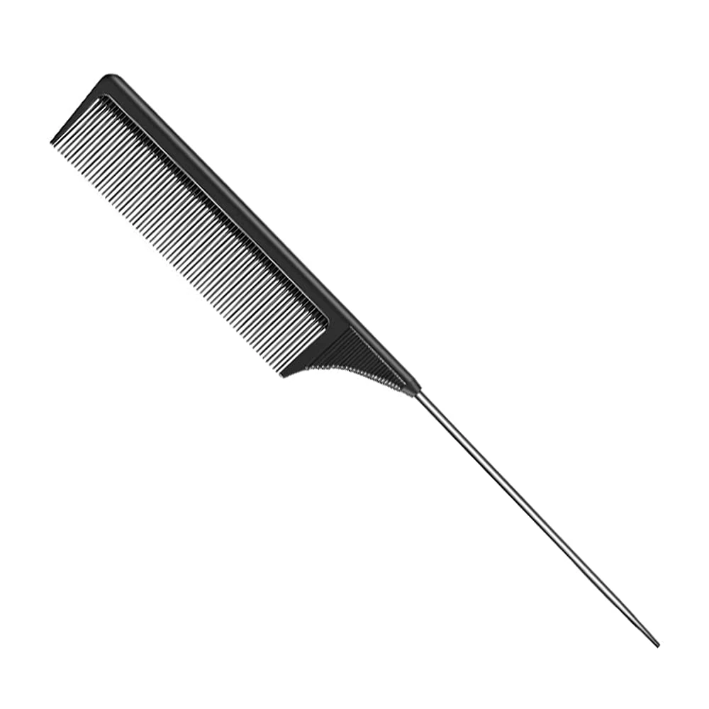 Pin Tail Comb, Rat Tail Combs, Black Carbon Fiber Parting Combs, Anti Static, Teasing Comb for Styling of All Hair Types
