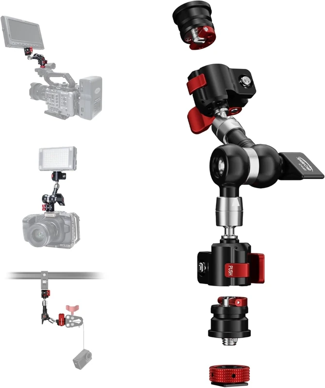 IFOOTAGE MA5-6 Spider Crab Magic Friction Arm Camera Mount,Articulating Arm,1/4''&3/8''Screw, for Video Monitor,Flash Light,Microphone,LED,Monitor,Payload 13.23lbs/6kg (MA-7" magic arm)
