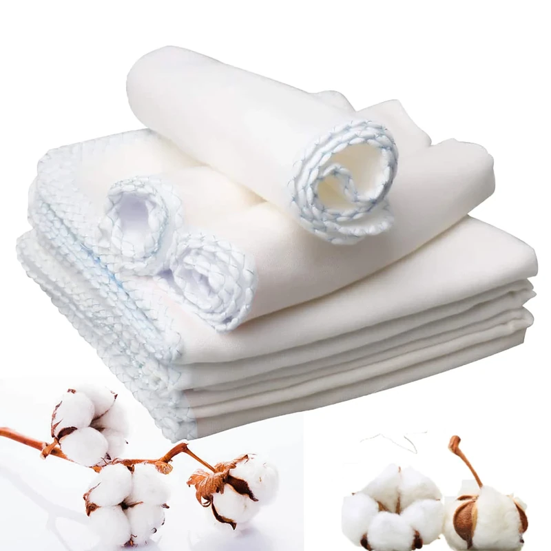 Lanjue 10 Pack Muslin Face Cloths - 12x12 Inch Cotton Squares