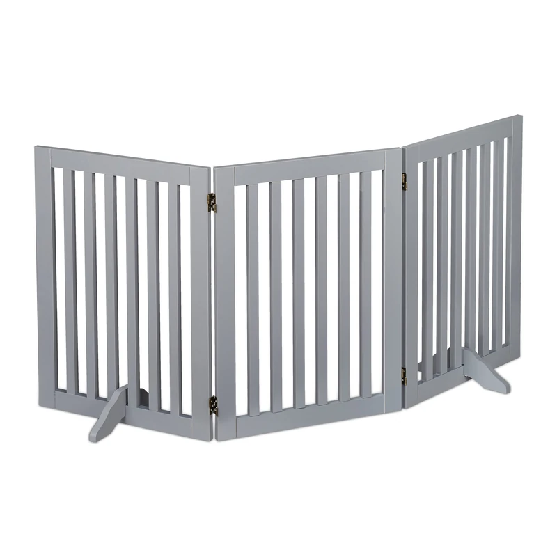 Relaxdays Safety Gate for Children & Pets, Retractable, with Feet and Floor Protectors, Free-Standing, 70 x 154 cm, Grey