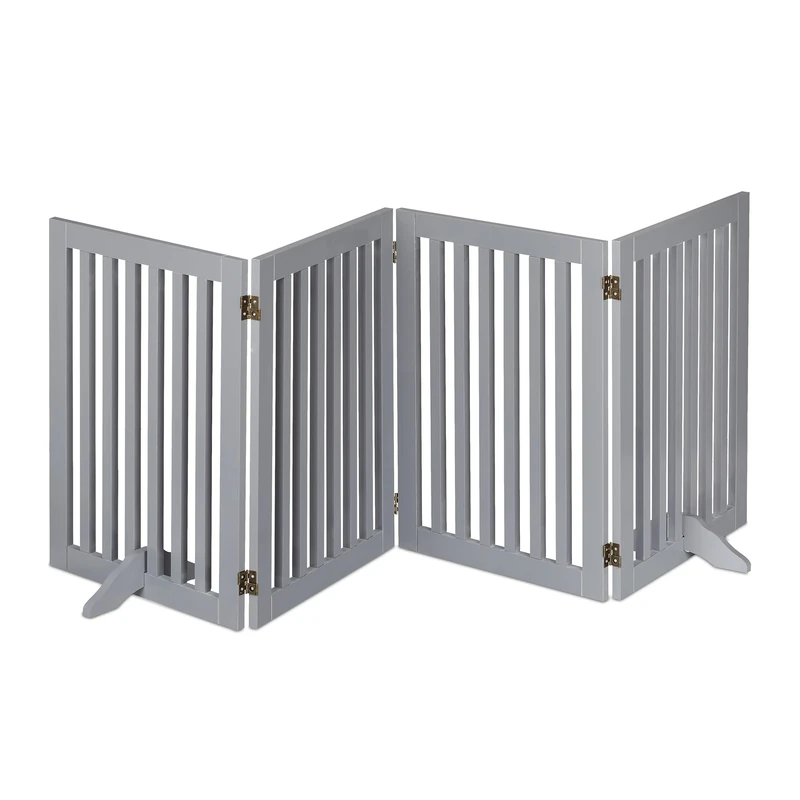 Relaxdays Safety Gate for Children & Pets, Retractable, with Feet and Floor Protectors, Free-Standing, 70 x 207 cm, Grey
