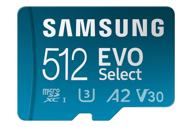 Samsung EVO Select 512GB microSDXC UHS-I U3 130MB/s Full HD and 4K UHD Memory Card inc. SD-Adapter (MB-ME512KA/EU), Blue - Image 1