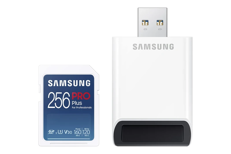 Samsung PRO Plus SD Card 256GB UHS-I U3 Full HD & 4K UHD 160MB/s Read 120MB/s Write Memory Card for SLR and System Cameras Includes USB Card Reader MB-SD256KB/WW