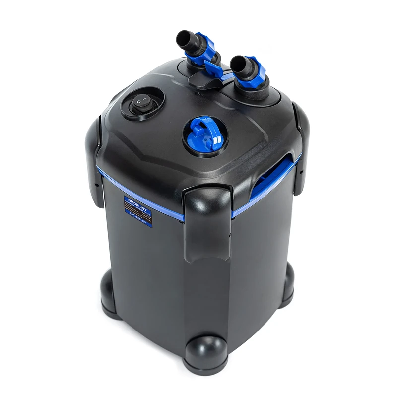 AMOSIJOY 2-Stage Canister Filter, Ultra-Quiet External Aquarium Filter with UV Sterilizer and Free Media for Large Fish Tanks and Aquariums (225GPH)