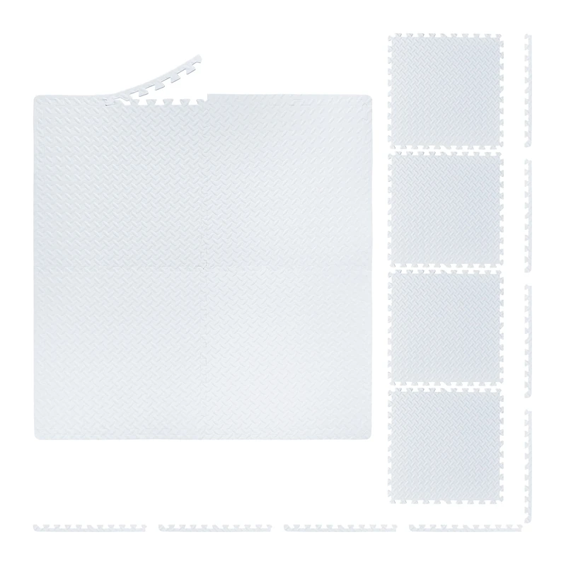 Relaxdays Floor, 8 Protective Mats for Sports & Fitness Equipment, Bordered, EVA, Surface 3 m², WXD 60x60 cm, White