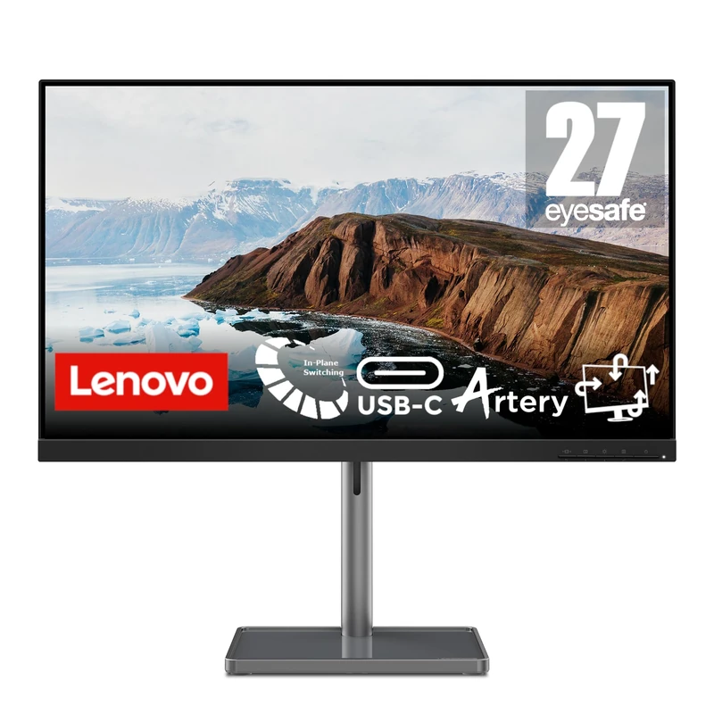 Lenovo L27m-30 | 27 Inch Full HD Monitor | 1920x1080 | 75Hz | 250 nits | 4ms Response Time | HDMI | VGA | AMD FreeSync | Integrated Camera & Speaker | Height Adjustable | Black