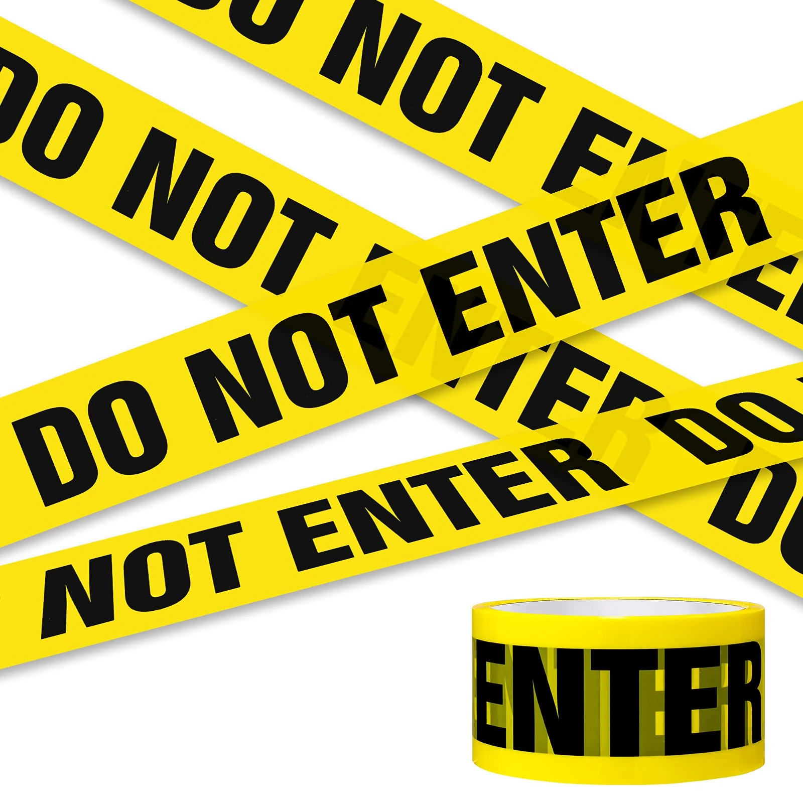 Daucin DO NOT ENTER Tape, Yellow Warning Tape Self-adhesive Barricade Safety Tapes with Bold Black Font Text, Maximum Readability for Halloween Decorations Workplace Danger Areas - 25 M x 4.8 CM