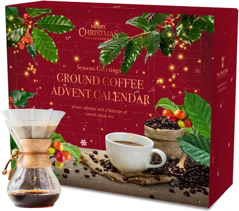Coffee Advent Calendar 2025 for Adults -Ground Coffee Gift Set for Men, Women |24 Flavoured Coffee Gifts, Unique Christmas Food Advent Calendar For Adults |Food Gifts Men, Womens Gifts For Christmas