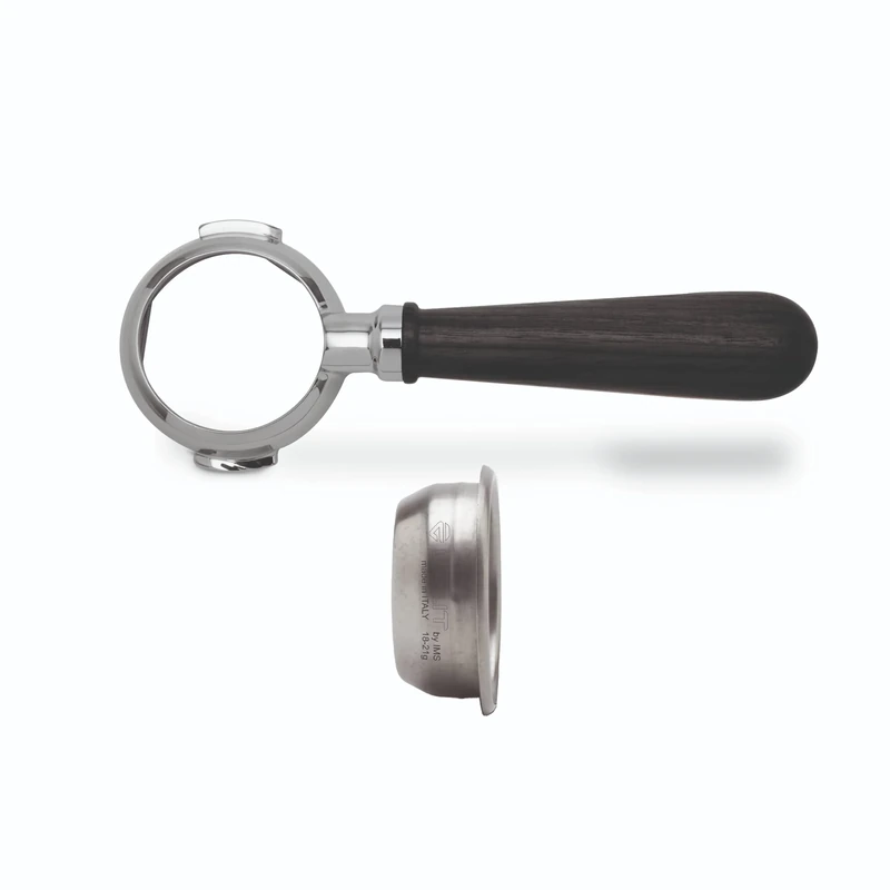 LELIT - LELIT - 58 Bottomless Portafilter - Includes 2-Dose Stainless Steel Filter - Wood Handle - PLA580B - Silver/Black Walnut Wood