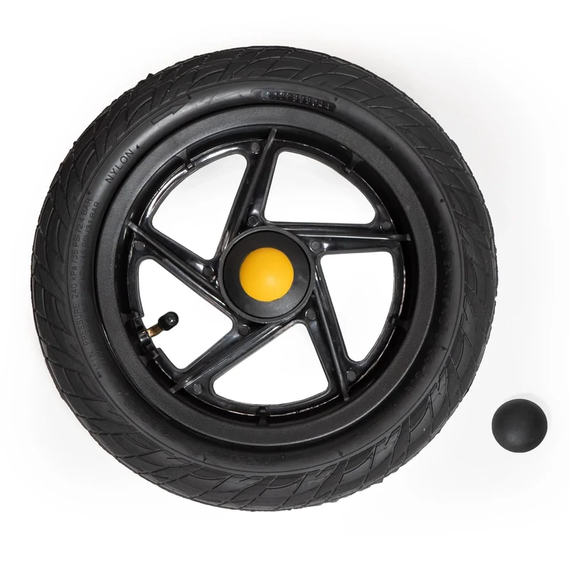 Burley Travoy Yellow Push Button Replacement Wheel, Black, 12.5"