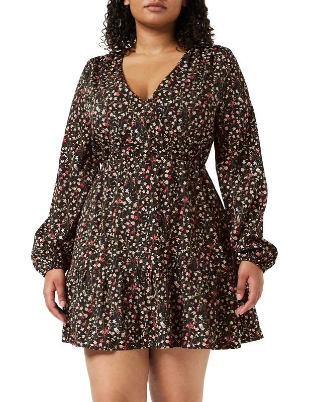Louche Giovanna mini Dress in Wax Flower Print, Black, Size 10 - Image 1