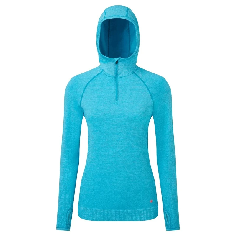 RONHILL, Wmn's Life Seamless Hoodie, Azure Marl 14-16