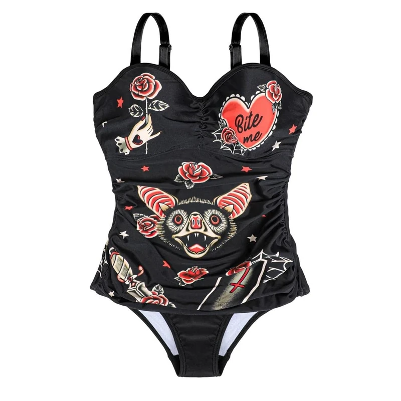 Hot Chocolate Design Dark Tattoo Women's Swimwear One Piece Multicoloured XL - Image 1