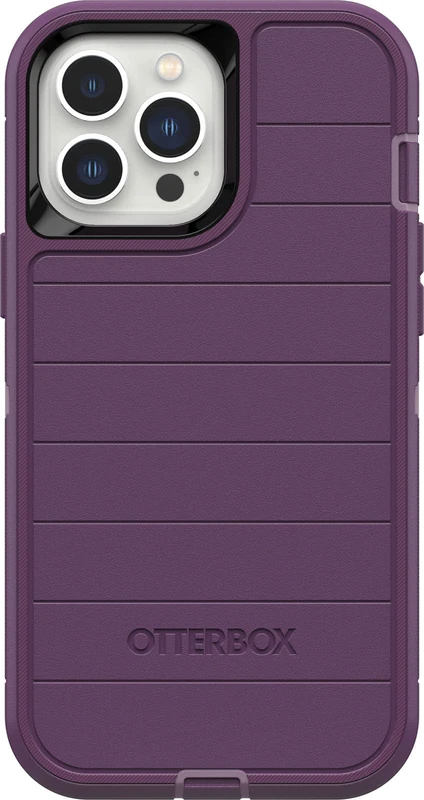 OtterBox iPhone 13 Pro Max & iPhone 12 Pro Max Defender Series Case - HAPPY PURPLE, rugged & durable, with port protection, includes holster clip kickstand
