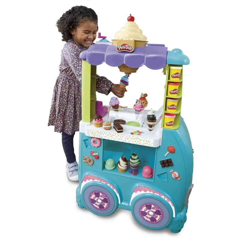 Play-Doh Kitchen Creations Ultimate Ice Cream Truck Playset with 27 Accessories, 12 Pots, Realistic Sounds, Multicolor, 203.2 x 635 x 558.8 mim