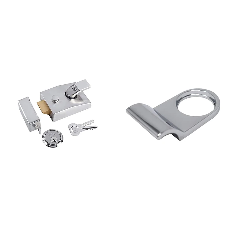 Yale P-89-SC-SC-60 Deadlocking Nightlatch, High Security, with Automatic Deadlock, 60 mm Backset & YES-CYLPULL-CH Essentials Rim Cylinder Door Pull, Great for External Doors, for Easy Door Closing